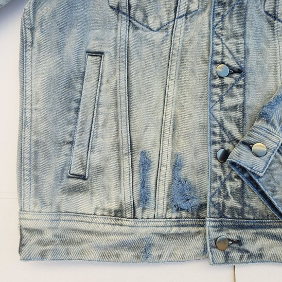 New GUESS Men's Dillon Denim Destroy Jacket sz M - Picture 7 of 9